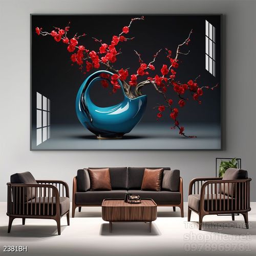 File tranh bình hoa đẹp decor tường nhà trang trí