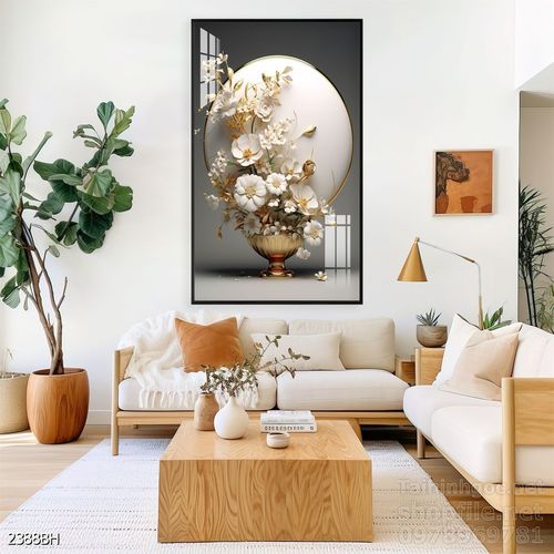 Mẫu tranh bình hoa nghệ thuật decor tường 