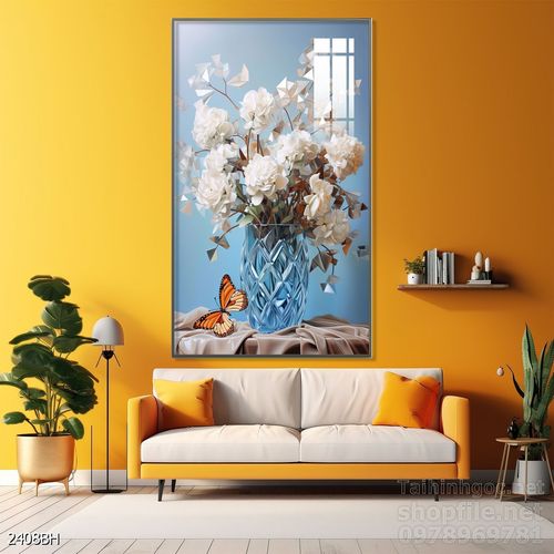 Mẫu tranh bình hoa nghệ thuật decor tường 
