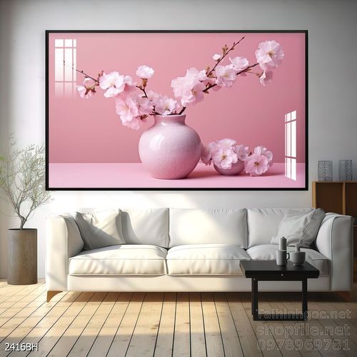 Tranh bình hoa độc đáo trang trí phòng khách 