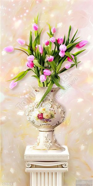 Tranh bình hoa giả ngọc và hoa tulip