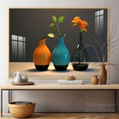 Tranh bình hoa độc đáo trang trí phòng khách 