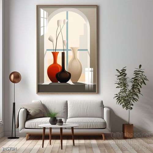 Mẫu tranh bình hoa nghệ thuật decor tường 