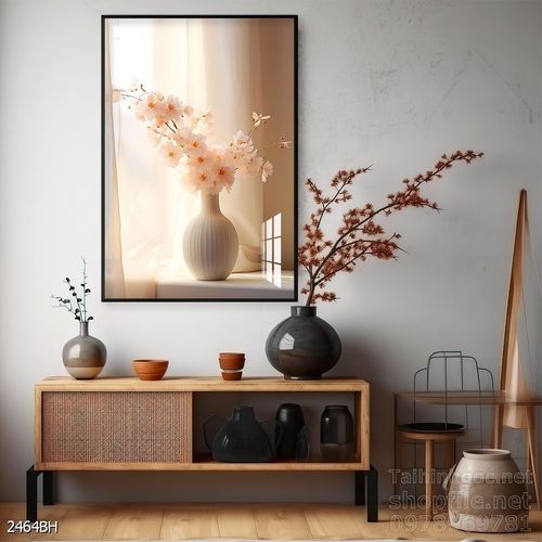 Mẫu tranh bình hoa nghệ thuật decor trang trí tường