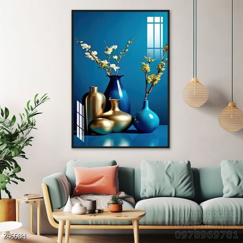 Tranh bình hoa độc đáo trang trí phòng khách 