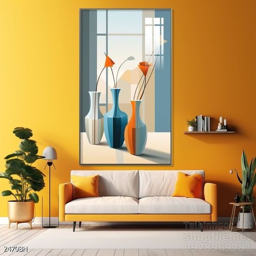 File tranh bình hoa đẹp decor tường nhà trang trí