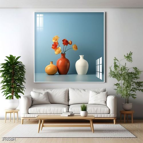 Tranh bình hoa độc đáo trang trí phòng khách 