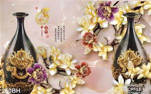 Tranh chậu hoa cổ giả ngọc decor