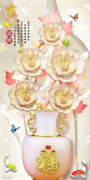 Tranh bình hoa giả ngọc trang trí ấn tượng