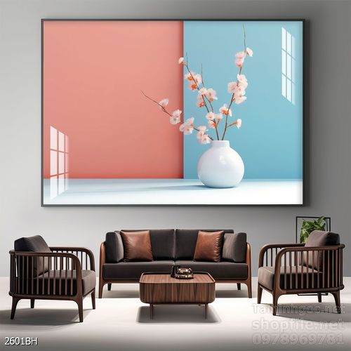 Tranh bình hoa độc đáo trang trí phòng khách 