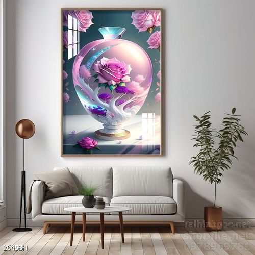 Mẫu tranh bình hoa nghệ thuật decor tường 