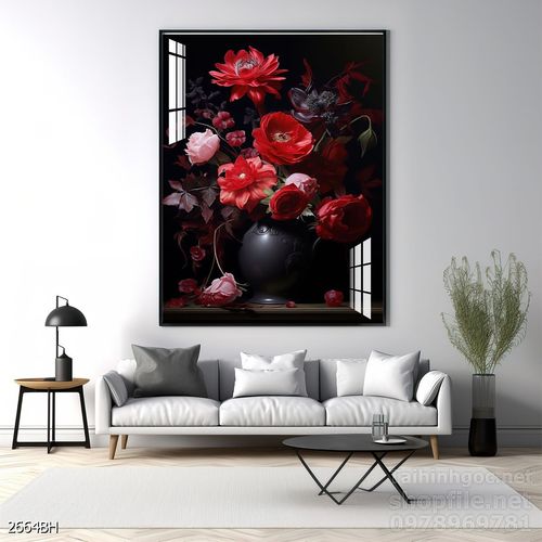 Mẫu tranh bình hoa nghệ thuật decor tường 