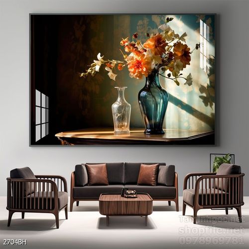 Mẫu tranh bình hoa nghệ thuật decor trang trí tường