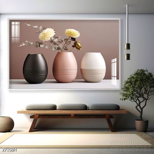 Mẫu tranh bình hoa nghệ thuật decor tường 