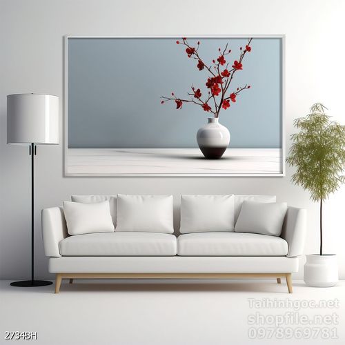 Tranh bình hoa hiện đại treo tường sang trọng ý nghĩa