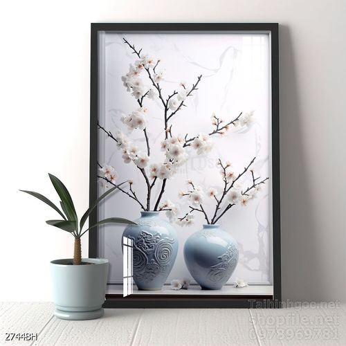 Tranh bình hoa độc đáo trang trí phòng khách 
