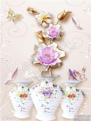 Tranh bình hoa nghệ thuật lụa 3d đẹp