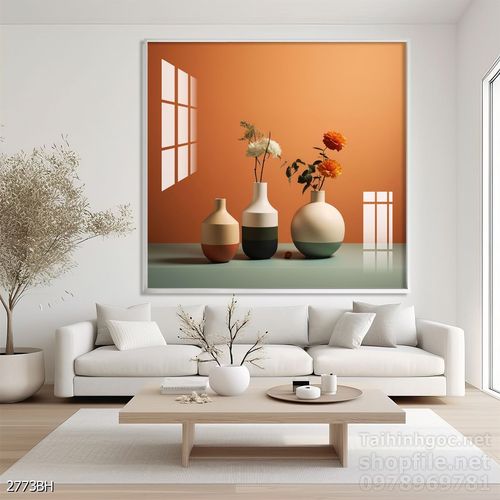 Mẫu tranh bình hoa nghệ thuật decor tường 