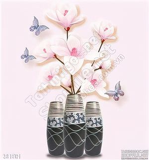Tranh bình hoa hiện đại lụa 3d treo tường