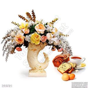 Tranh bình hoa nghệ thuật và điểm tâm sáng