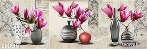 Tranh bình hoa 3 tấm trang trí phòng khách