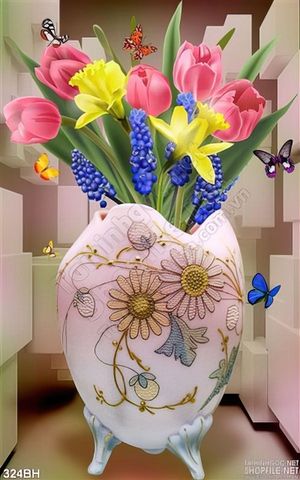 Tranh bình hoa nghệ thuật vẽ ấn tượng hoa tulip