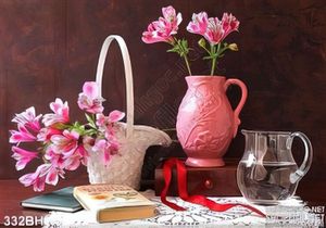 Tranh bình hoa cổ mạ vàng và hoa tulip