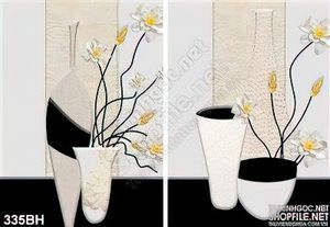 Tranh bình hoa giả ngọc kim tiền wall