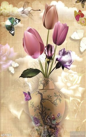 Tranh bình hoa tulip hiện đại