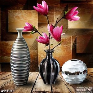 Tranh bình hoa hiện đại 3d wall