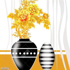 Tranh bình hoa mộc lan dáp vàng trên tường trắng in uv