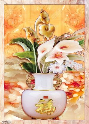 Tranh bình hoa treo tường những bông hoa lục bình