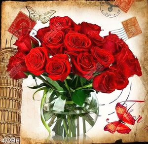 Tranh bình hoa treo tường những bông hoa hồng nhung