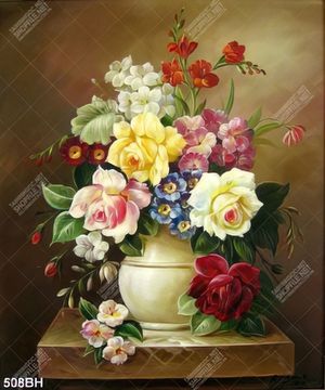 Tranh bình hoa treo tường những bông hoa hồng khoe sắc