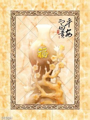 Tranh bình hoa trang trí bình ngọc trên tường giả hồng ngọc
