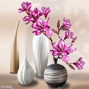 Tranh bình hoa treo tường những bông mộc lan tím khoe sắc