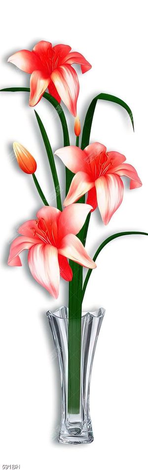 Tranh bình hoa lyly xinh đẹp khoe sắc hồng rực rỡ nghệ thuật