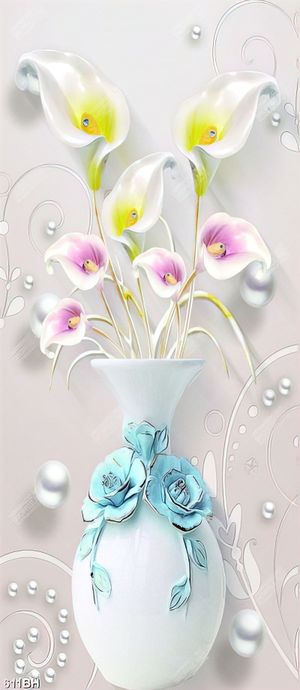 Tranh bình hoa trang trí những bông hoa lục bình khoe sắc