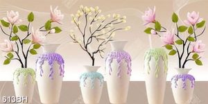 Tranh bình hoa treo tường những bình gốm nhiều màu sắc