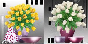 Tranh bình hoa décor 2 tấm những bông hoa tulip xinh đẹp