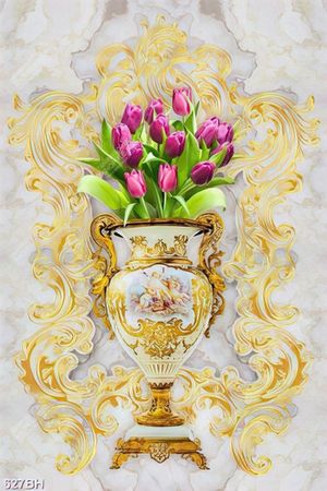 Tranh bình hoa nghệ thuật những bông hoa tulip màu tím