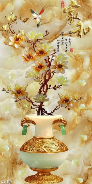 Tranh bình hoa treo tường những bông hoa mộc lan giả ngọc