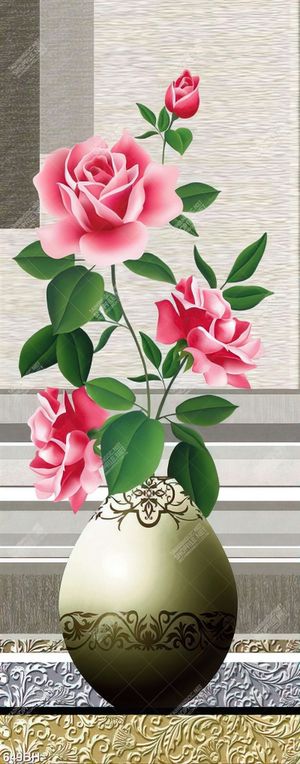 Tranh bình hoa hồng nhung khoe sắc trong bình treo tường