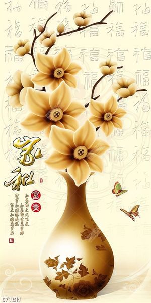 Tranh bình hoa mộc lan dáp vàng bên đàn bướm xinh decor