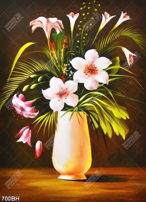Tranh bình hoa nghệ thuật những bông hoa lan trắng khoe sắc