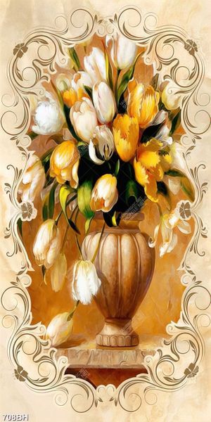 Tranh bình hoa nghệ thuật những bông hoa tulip màu vàng