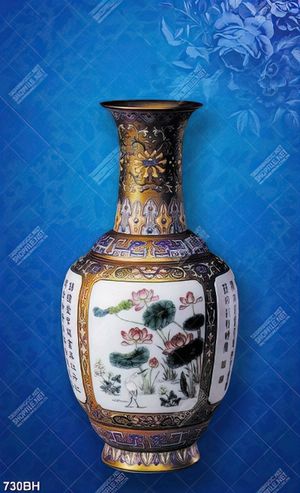 Tranh bình hoa treo tường chiếc bình gốm có họa tiết sắc xảo
