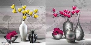 Tranh bình hoa decor 2 tấm trang trí hoa mộc lan xin đẹp