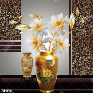 Tranh bình hoa nghệ thuật những bông hoa mộc lan dáp vàng