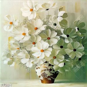 Tranh bình hoa treo tường những bông hoa trắng tinh khôi
